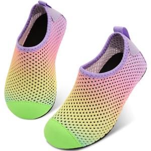Scurtain Kids Toddler Water Shoes Barefoot Quick-Dry Aqua Socks for Boys Girls Baby with Non-Slip Rubber Sole (6-7 Toddler, Colorful/Fusion)