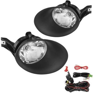 A ABIGAIL Driving Fog Lights Lamps Replacement for 2002-2008 Dodge Ram 1500/2500/3500 Pickup Truck 9006 12V 55W Halogen Bulbs & Wiring harness Kit & Black Bezel