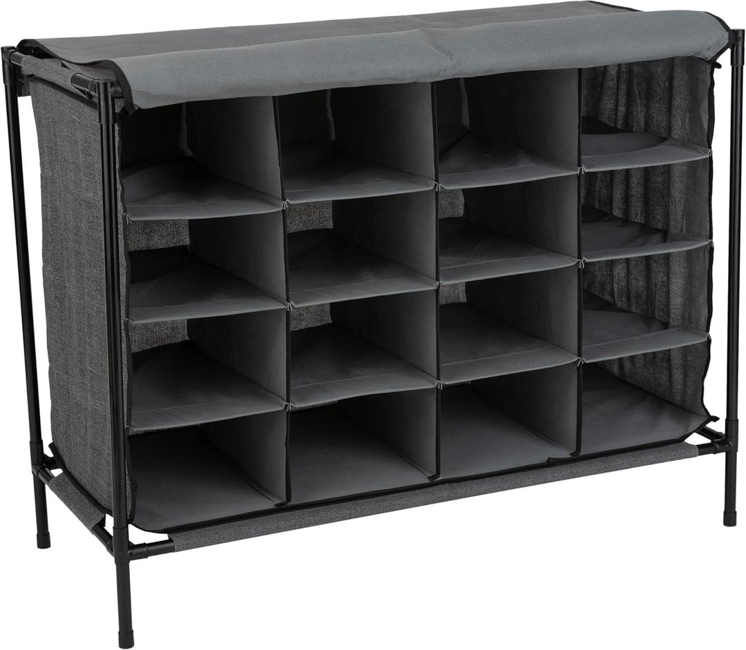 Simplify Shoe Cubby, 16 Compartment, Grey (23200-GREY)