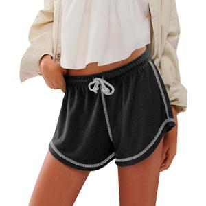 Yousify Womens Casual Shorts Comfy Drawstring Elastic Waist Summer Beach Workout Lounge Shorts for Women (Small, Black)