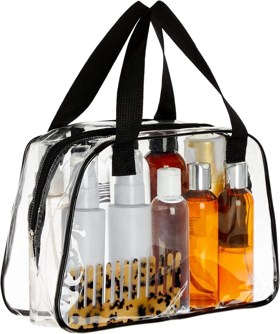 Zodaca Clear Stadium Bag - Quick Security Clear Bag for Stadium Events & Concerts - Waterproof PVC Transparent Travel Pouch for Toiletries - Secure Zipper Closure - 11 x 4 x 7 in, Transparent