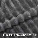 FUTEI Pack of 2 Faux Mink Fur Throw Pillow Covers 20x20 Inch Soft Fluffy Dyeing Striped Textured Farmhouse Decorative Cushion Case Modern Home Decor for Couch Bed Living Room, Dark Grey