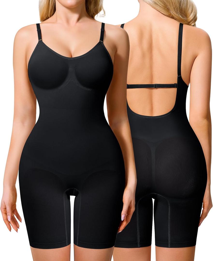 Irisnaya Shapewear Bodysuit for Women Tummy Control Backless Seamless Butt Lifter Full Body Shaper Sculpting Body Suit (X-Large, Black)