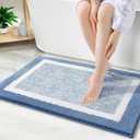 OLANLY Bathroom Rugs 36x24, Extra Soft and Absorbent Microfiber Bath Mat, Non-Slip, Machine Washable, Quick Dry Shaggy Bath Carpet, Suitable for Bathroom Floor, Tub, Shower (Large, Blue) (36" x 24", Blue and White)