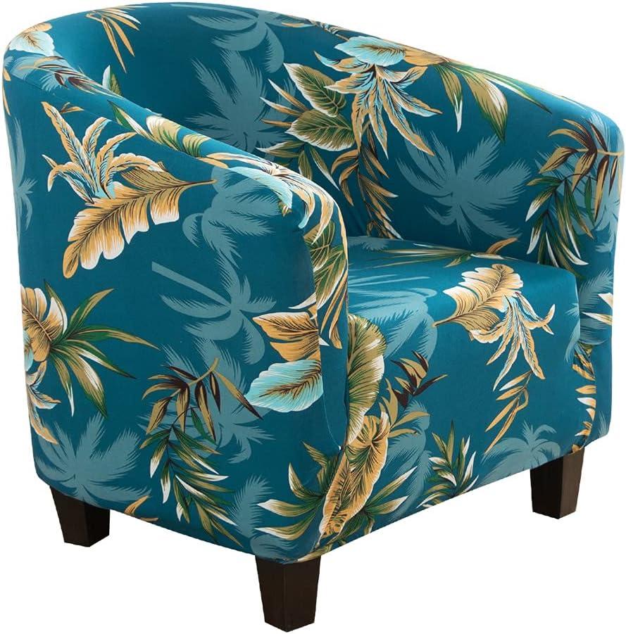 SearchI Club Chair Slipcover Stretch Barrel Chair Covers Printed Tub Chair Slipcovers Spandex Armchair Sofa Cover Removable Couch Furniture Protector Arm Chair Cover for Living Room(Floral Pint 1)