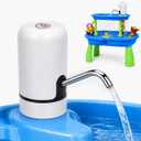 Water Table Pump for Kids - Rechargeable Kids Water Pump for Table with 3 Hours Continuous Flow, Easy Install Portable Water Table Accessories for Summer Outdoor Water Play (White)
