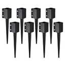 VEVOR Fence Post Anchor, 8 Pack 4 x 4 Inches Outer Diameter (Inner Diameter 3.5 x3.5 Inches) Ground Spike 24", Metal Black Powder Coated Post Stake Ground, for Mailbox Deck Garden Railing