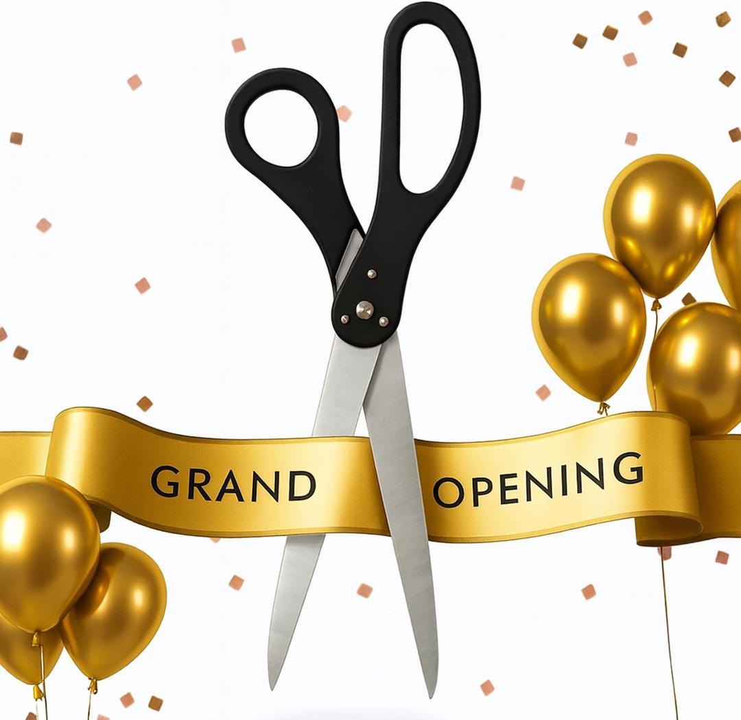 Ribbon Cutting Ceremony Scissors — 25" Black Giant for Grand Openings Heavy Duty Scissors Large Ribbon Cutting for Special Events and Ceremonies