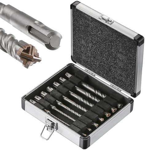Wensilon 6in Concrete Drill Bit Set - Cross-Type Double Thread Carbide Bits for Brick, Stone, Hammer Drill
