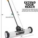 NEIKO 53416A 24 Rolling Magnetic Sweeper with Wheels, 50 Pound Capacity, Adjustable Handle & Floor Magnet Clearance Height, Metal Pick Up and Nail Magnet, Floor Sweeper for Construction, Shop, Etc.