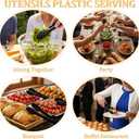 30pcs Disposable Plastic Serving Utensils Set 8.6'' Disposable Black Plastic Serving Spoons Forks Tongs Heavy Duty Black Large Party Utensils Supplies for Buffet Restaurant Dinner Wedding Salad Noodle