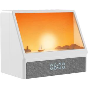 Sunrise Alarm Clock, White Noise Machine Lamp, Wake Up Light with 12 Sounds, Sleep Aid,Dimmable Clock for Adults Kids Bedroom,Bluetooth Speaker