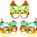 Woby Party Favor for Kids Gift Building Block Glasses DIY Stacking Block Bricks Party Glasses Toys Party Supplies Decorations for Birthday Christmas Carnival 9 Pcs