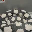 JOEJOY Donut Small Dog Bed, Round Cat Beds for Indoor Cats with Removable Washable Cover, Orthopedic Cute Puppy Kitten Pet Bed with Jacquard Shaggy Plush & Non Skid Bottom, Black (Grey)