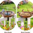 Edenseelake Deck Mounted Metal Bird Bath with Solar Powered Fountain for Outside, Detachable Birdbaths Bowl with Adjustable Steel Clamp for Feeder Railing Balcony Fence Yard