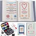 WSJAWH 2026 New Upgrade Embroidery Stitch Book Kit Sampler for Beginners, DIY Hand Embroidery Books Kit with Fabric Pages, Practice Patterns (1)