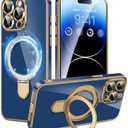 CAPRARO for Phone 12 Pro Max Case with Magnetic Ring Stand,[Compatible with Magnetic][Full Camera Protection] Shockproof Protective Non-Slip Sturdy Kickstand Phone Case 12 Pro Max 6.7'' Deep Blue, 3Pack