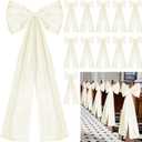 Large Wedding Pew Bows with Long Tails 12 x 29.5 Inch Wedding Aisle Decorations Bows Satin Ribbon Background Decor for Bridal Shower Reception Ceremony (Champagne,12 Pcs)