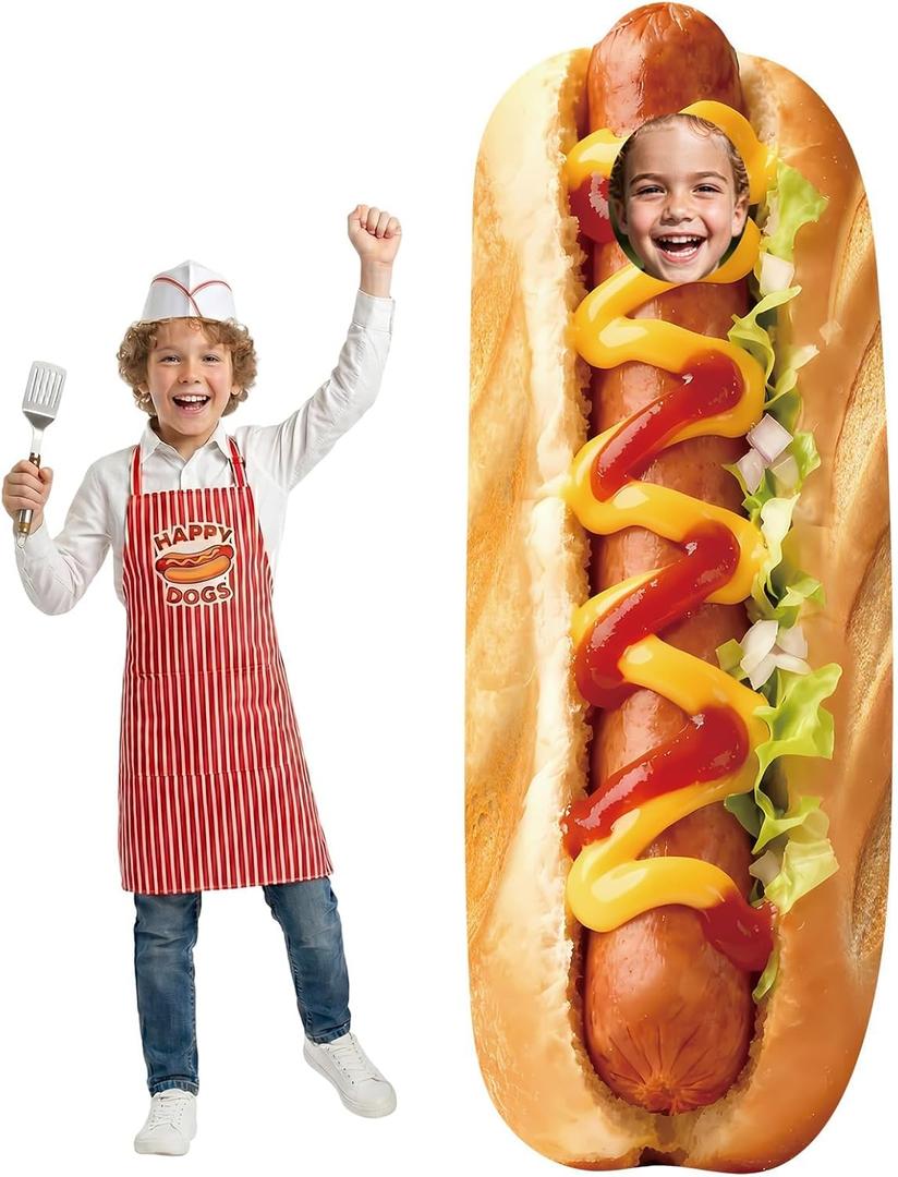 5.38 FT Hot Dog Cardboard Cutout Standup Life-Size Funny Food Standee Photo Booth Props Hot Dog Decorations for Birthday Party Restaurants Fast Food Sausage Festival Market Event Entrance