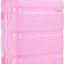 Kono Carry On Luggage Hard Shell Travel Trolley 4 Spinner Wheels Lightweight Polypropylene Suitcase with TSA Lock (Checked-Medium 24-Inch, Pink)