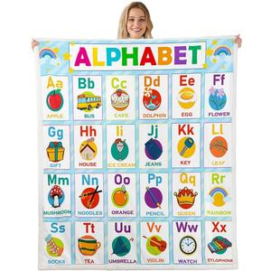 Feelyou Alphabet Fleece Throw Blanket ABC Kids Toddler Learning Time Sherpa Plush Blanket Educational Fuzzy 40"x50" (Multi 08)