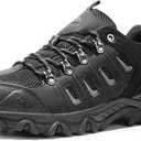 NORTIV 8 Men's Waterproof Hiking Shoes Leather Low-Top Hiking Shoes for Outdoor Trailing Trekking Camping Walking Quest (10.5, Black/Grey-pu)