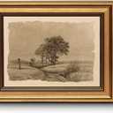 WHASAYART Gold Framed Vintage Wall Art for Living Room, Landscape Painting Prints Shelf Decor for Kitchen, Aesthetic Tree of Life Farmhouse Bedroom Wall Decor, Gifts for Family - Country Road 8x10in