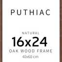 Puthiac 16x24 Walnut Oak Wood Picture Frame - Minimalist 16x24 Poster Frame, 16"x24" Frame Wood, Natural Solid Wooden Picture Frames for Wall Art Photo and Prints (1 Pack, Walnut)