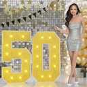 JoyMuse 50 Light Up Numbers 4FT, 50 Marquee Light Up Numbers, 50th Birthday Decorations for Women Men, Large Number 50 for Birthday Party Anniversary Decor Gold