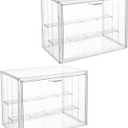 Attelite 2pack Clear Acrylic Display Boxes,3 Tiers Display Case with 2 Movable Plates, Display Storage Box with Magnetic Door, Stackable Showcase for Action Figures