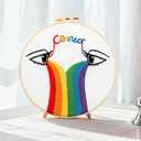 3 x Crafmanoe Hand Embroidery Kits for Beginners Adults, LGBT Embroidery Starter Kit, Stamped Cross Stitch Kits for Beginners Adult Craft Kits for Women, Entire Set of Embroidery Supplies & Video Tutorial