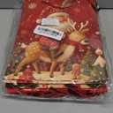 Rusikia Mini 12 Christmas Gift Bags with 12 Tissues Paper 1 Satin Ribbon, Red Party Favor Bags Bulk with Handles, Glittery Cute Father Christmas Goodie Bag for Wrapping, Present (Small 9"x7"x3")