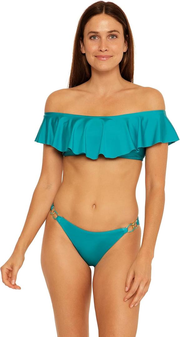 Trina Turk Women's Monaco Off Shoulder Ruffle Bandeau Bikini Top-Swimwear Separates (2, Ceramic) Trina Turk Women's Monaco Off Shoulder Ruffle Bandeau Bikini Top-Swimwear Separates (2, Ceramic)