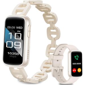 Smart Watches for Women,Fitness Trakcer with Bluetooth Call, Heart Rate/Sleep Monitor/Calories/Blood Pressure,130+ Sports Modes 1.47'' Smartwatch for Android iPhone,IP68 Waterproof,2Bands,Starlight