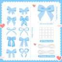 10Pcs Bow Theme Party Decorations Bow Cutouts Cardboard Banners Blue Bow Birthday Party Porch Signs Door Banner Hanging Decoration for Girls Baby Bridal Shower Birthday Wedding Coquette Party Supplies