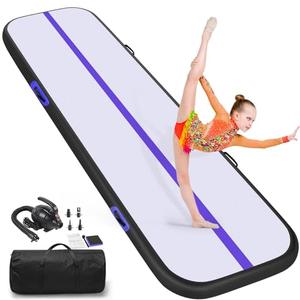 Air Tumble Track Mat, 16ft Inflatable Tumbling Track Mat for Gymnastics, 4in Thickness Gym Mats for Home Use/Training/Cheerleading/Yoga/Water with Electric Pump - Black & Violet 