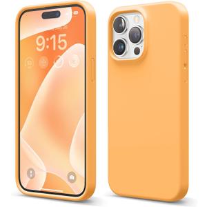 elago Compatible with iPhone 15 Pro Max Case, Liquid Silicone Case, Full Body Protective Cover, Shockproof, Slim Phone Case, Anti-Scratch Soft Microfiber Lining, 6.7 inch (Orange)