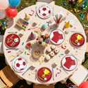 60 Pcs Soccer Paper Plates - 9" Football Fans Dessert Paper Plates Disposable Red Soccer Platters for Boys Girls Adults Football Theme Party Sports Party Supplies