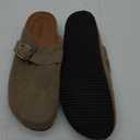 Kids Suede Clogs Boys Girls Cork Footbed Potato Shoes Classic Slip On Leather Mules Children Indoor Outdoor Sandals with Adjustable Buckle (6 Big Kid, Dark Brown)