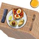 NETEHA Natural Bamboo Placemat-12 Pack- Set of Wooden Square Placemats, Suitable for Non-Slip and Resistant Bamboo Table Placemats in Restaurants and Kitchen
