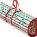 2 x ZOBER Round Christmas Gift Wrapping Paper Organizer Storage - 40 Inch Gift Wrap Storage Containers - Wrapping Paper Holder, Clear PVC Waterproof, Fits 25 Standard Rolls - Red