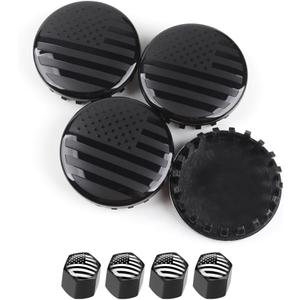 4Pcs for Chevrolet 3.25 in 83mm Black American USA Flag Wheel Center Caps Covers HubCap fit Most 18"&20"&22" Rims for Suburban Silverado Tahoe & GMC Sierra Yukon Denali 22837060 9596403 (Black)