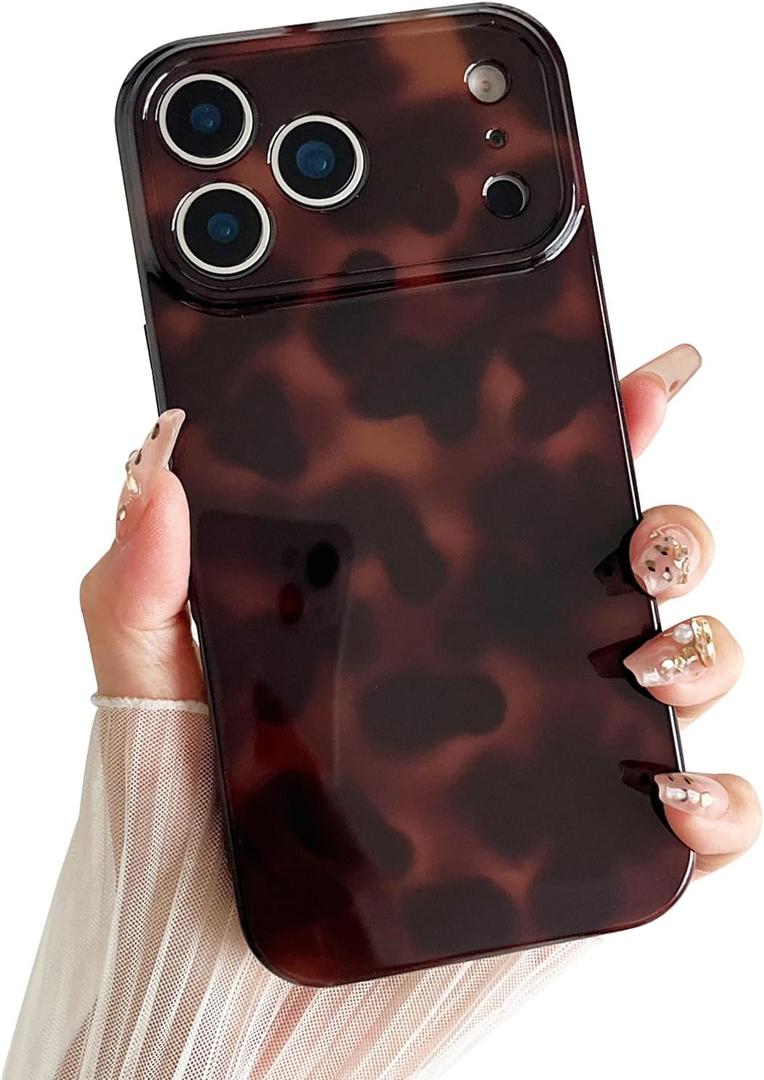 Compatible with iPhone 17 Pro Max Case, Tortoise Shell Chic Amber Brown Print Leopard, Fashion Classic Soft TPU Protective Case for Women Compatible with iPhone 17 Pro Max 6.9 '', Color2