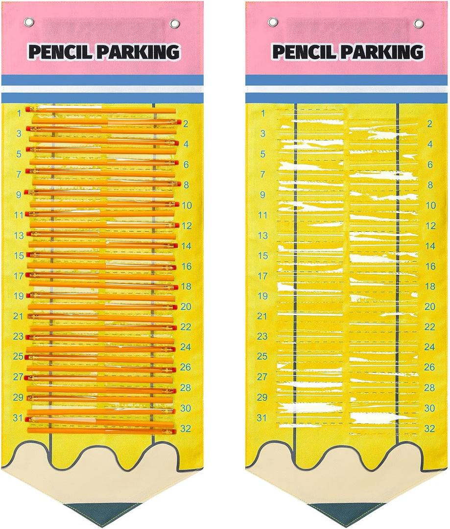 Pencil Dispenser Parking Pocket for Classroom Magnetic Pencil Hanging Chart Organizer Anchor Holder for 2025 Back to School New School Years Teacher Must Have Party Favors Classroom Supplies