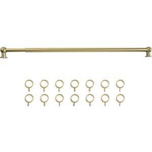 TWOPAGES 16" to 28" Gold Cafe Curtain Rod with Rings, Short Adjustable Rod Set Perfec for Café Curtains and French Doors, 1 Pack