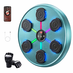 Second Generation Music Boxing Machine with Boxing Gloves, Boxing Machine Wall Mounted Music, Smart Bluetooth Music Boxing Trainer with Gloves, Music Boxing Machine for Adults, Indoor and Gym Blue