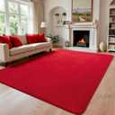 Andecor Shag Living Room Area Rug, 6x9 Red Washable Fuzzy Bedroom Rugs, Soft Fluffy Indoor Carpets for Dorm Boys Girls Kids Room Nursery Home Decorations