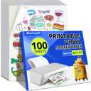 100 PCS Printable Vinyl Sticker Paper for inkjet printer & Laser Printer, Standard Letter Size 8.5"x11", Waterproof Sticker Paper Dries Quickly Vivid Colors, Matte White