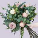 Winlyn 20 Pcs Mixed Artificial Oval Eucalyptus Leaves Bulk with White Seeds Stems and Spray for Vase Floral Wreath Bouquets Wedding Greenery Decoration