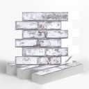 3D Faux Brick Wall Panels, 3D Brick Wallpaper Peel and Stick,10 Pcs of 12"X12", Small Size Thin PVC Brick Stone Self Adhesive Fake Brick Paneling Brick Backsplash (Retro White)